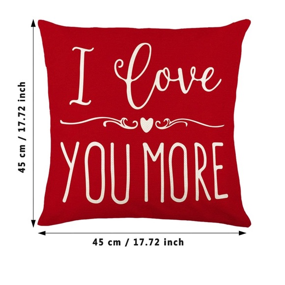 Valentine’s Decorative Throw Pillowcases I Love You More & Happy Valentine 2 Pcs - Picture 5 of 17